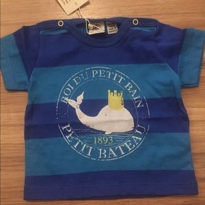 NWT Petit Bateau baby boy shirt blue nautical